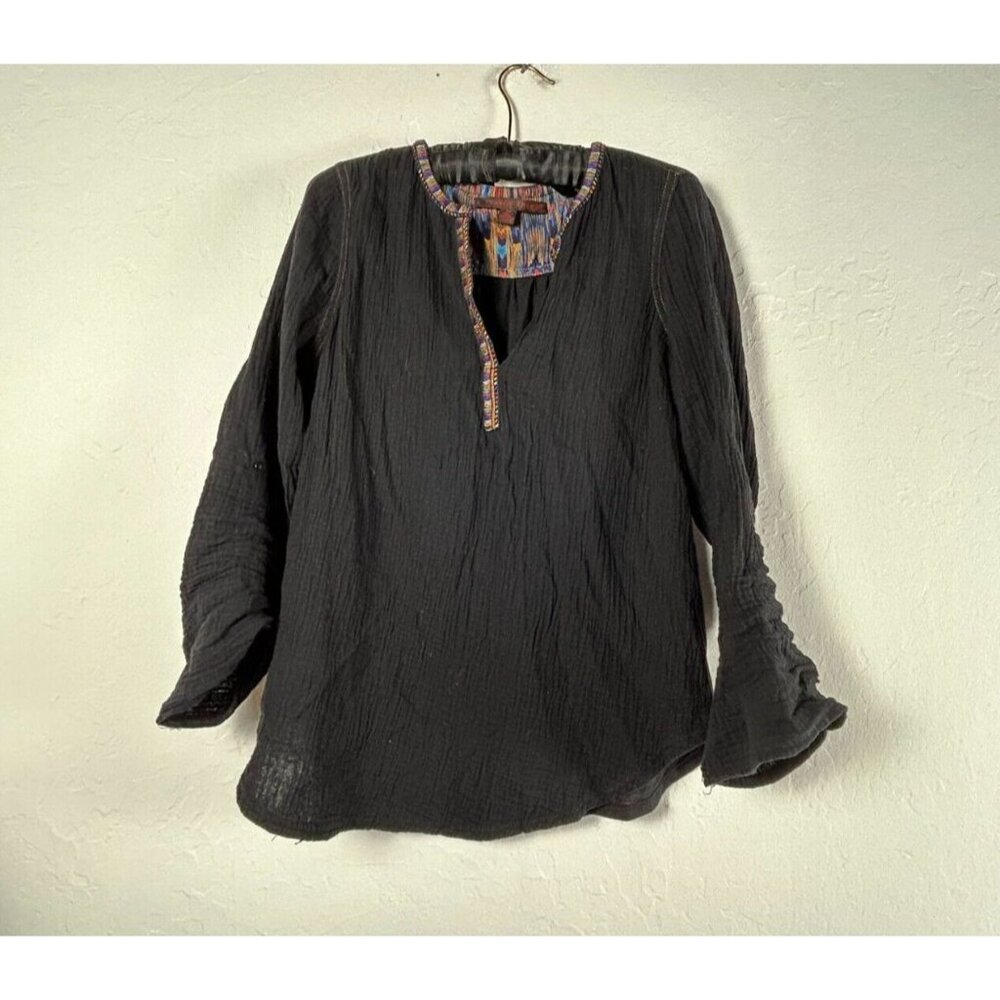 Anthropologie A Common Thread Women's Bell Long Sleeve Pullover  Blouse Black XS